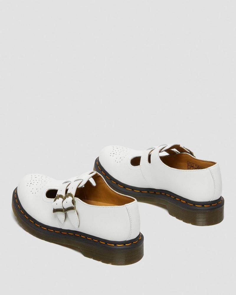 Dr Martens 8065 Smooth Læder Mary Jane Sko Dame Hvide | DK 333KOR